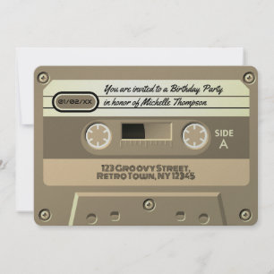 Invitación Festividad de cumpleaños Groovy Retro totalmente a