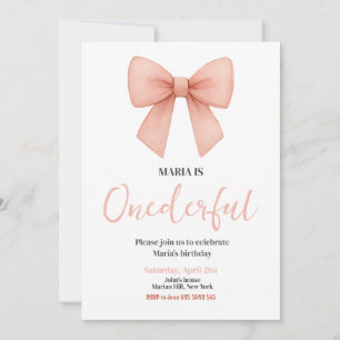 Invitación Festividad de cumpleaños rosado de Coquette Bow