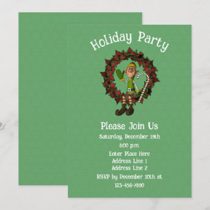 Invitación Festividad De Elf De Cuadros En Navidades De La Gu