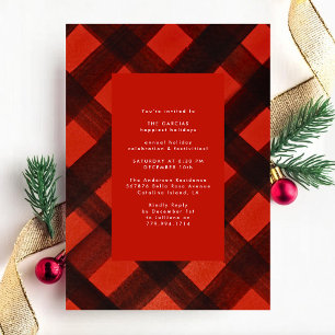 Invitación Festividad de feriado de Navidades rojos y negros 