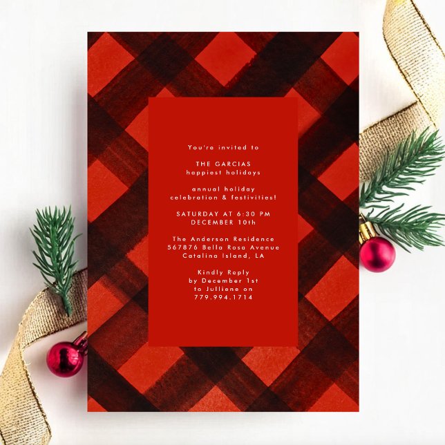Invitación Festividad de feriado de Navidades rojos y negros  (Subido por el creador)