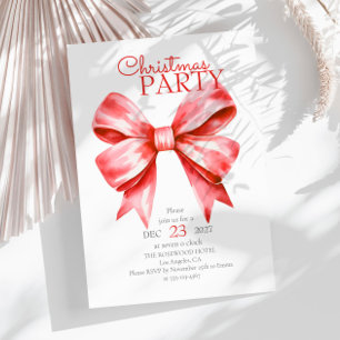 Invitación Festividad de Fiesta de Navidades Red Bow