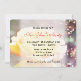 Invitación Festividad de flor rosa amarilla de Año Nuevo fies