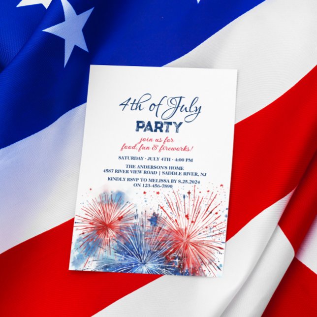 Invitación Festividad de fuegos artificiales Feliz 4 de julio (Subido por el creador)