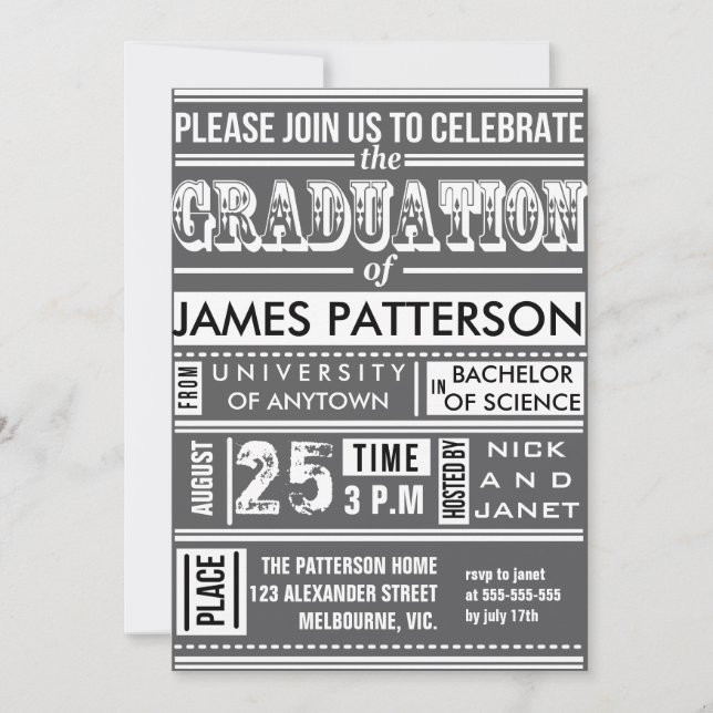 Invitación Festividad de graduación de posters modernos (Anverso)