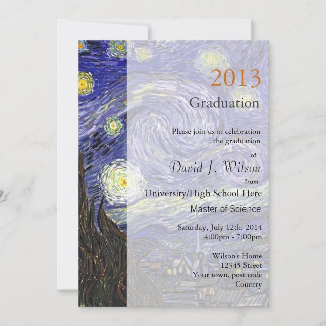 Invitación Festividad de graduación nocturna Starry de arte f (Anverso)