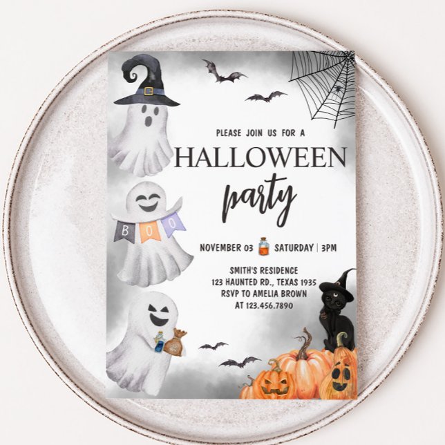 Invitación Festividad de Halloween (Ghost Little Boo Halloween Party Invitation)