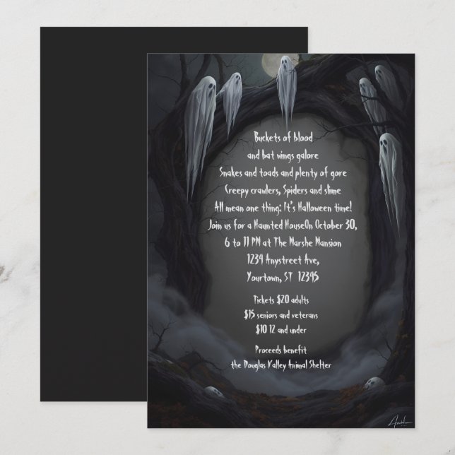 Invitación Festividad de Halloween (Anverso / Reverso)