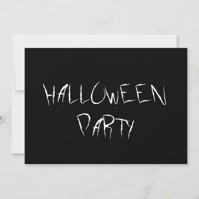 Invitación Festividad de Halloween blanco y negro con miedo (Anverso)