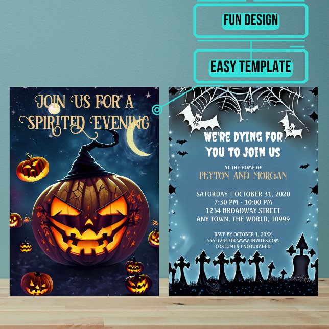 Invitación Festividad de Halloween de Scary Jack-o'-lantern (Use these awesome invitations to get your guest in the mood right away. )