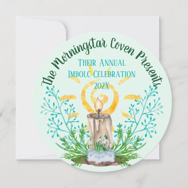 Invitación Festividad de Imbolc Spiral Sun Wicca Sabbat (Anverso)