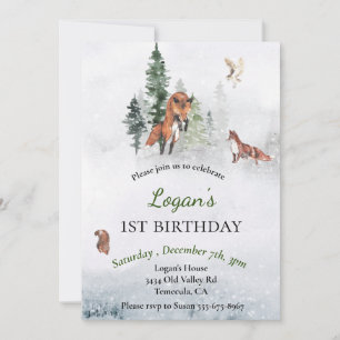 Invitación Festividad de invierno de cumpleaños para animales