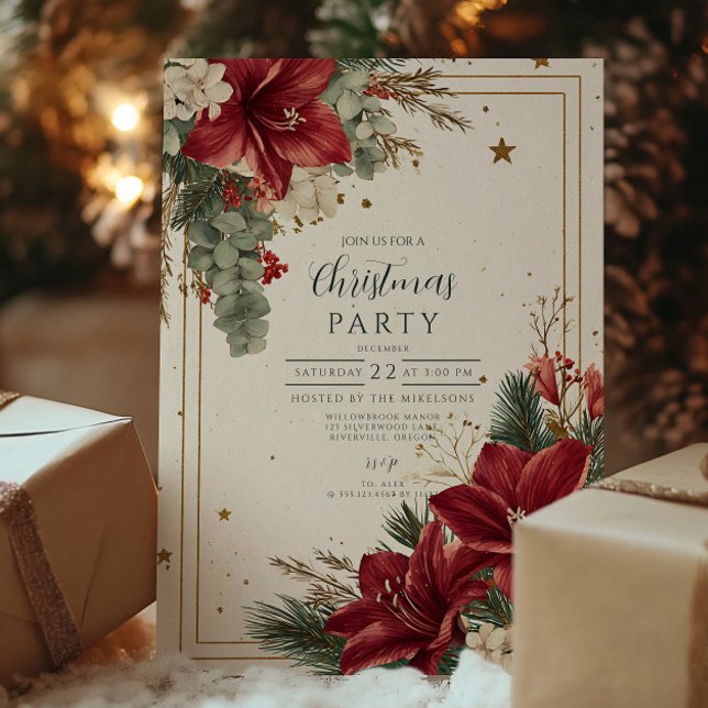 Invitación Festividad de las Berries Rojas Feliz Navidad (Subido por el creador)