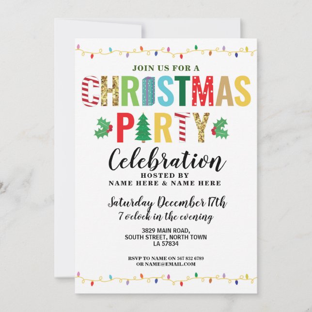 Invitación Festividad de las luces de árbol del Fiesta de los (Anverso)