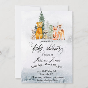 Invitación Festividad de los animales de bosque de invierno d