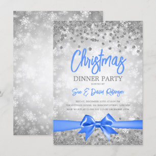 Invitación Festividad de los Navidades de cinta azul Purpurin