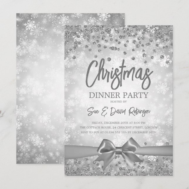 Invitación Festividad de los Navidades de cinta Purpurina de  (Anverso / Reverso)