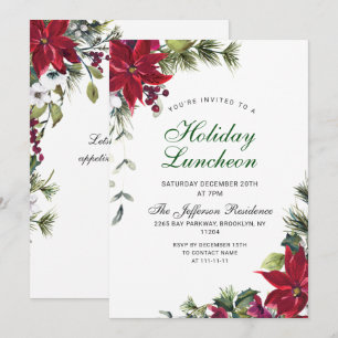 Invitación Festividad de los Navidades de la Poinsettia Roja