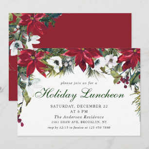 Invitación Festividad de los Navidades de la Poinsettia Roja