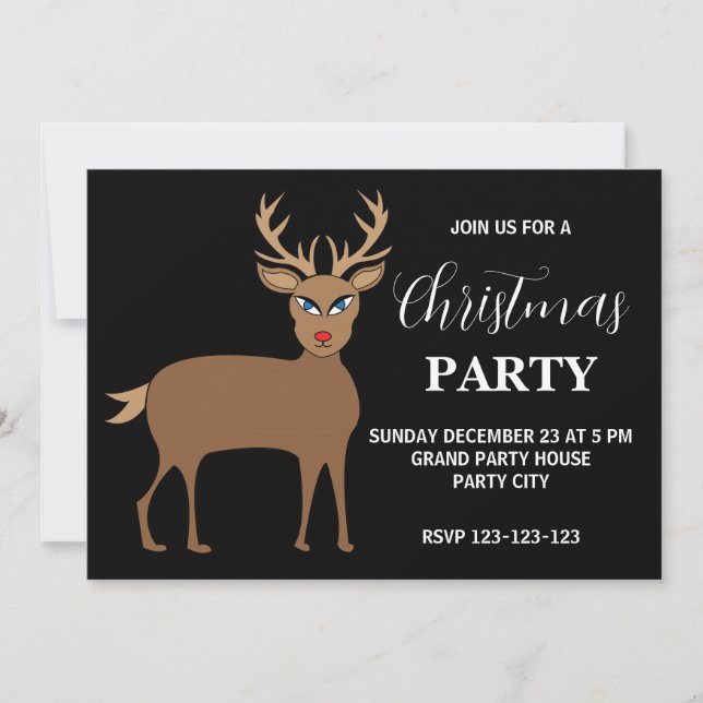 Invitación Festividad de los Navidades de renos (Anverso)
