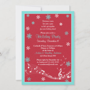 Invitación Festividad de Navidades blancos turquesa con copo
