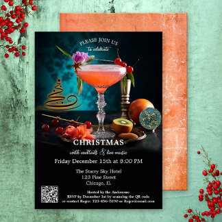 Invitación Festividad de Navidades de cócteles originales de 