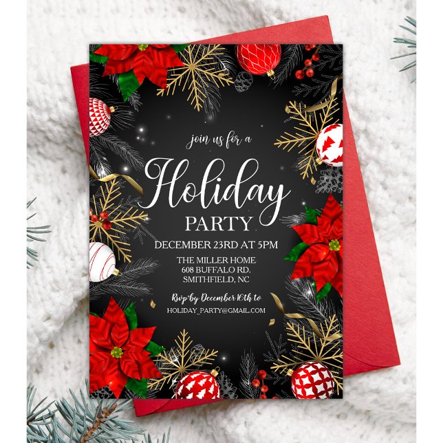 Invitación Festividad de Ornamentos de Copos de Nieve de Poin (Subido por el creador)
