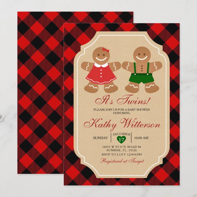 Invitación Festividad de pan de jengibre Baby Shower (Anverso / Reverso)