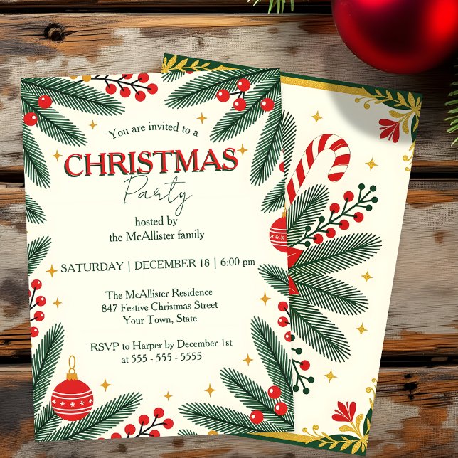 Invitación Festividad de ramas de pino Fiesta de Navidades de (Subido por el creador)