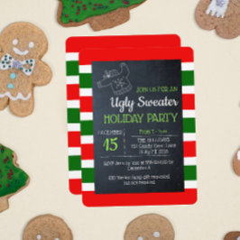 Invitación Festividad de rayas rojas y verdes suaves