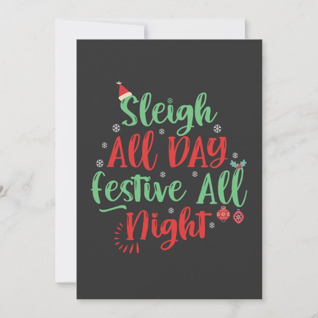 Invitación Festividad de Sleigh All Day Navidades divertidos  (Anverso)