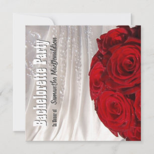 Invitación Festividad de soltera de boda floral roja y blanca