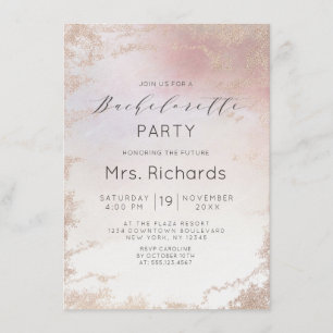 Invitación Festividad de soltera de Relieve metalizado rosado