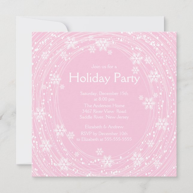Invitación Festividad de vacaciones de Swirl Moderno Rosa (Anverso)