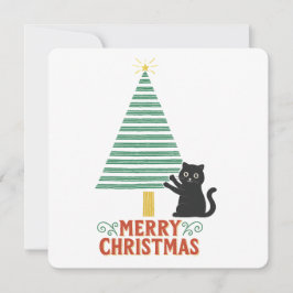 Invitación Festividad del Árbol de navidad del gato negro lin