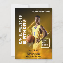 Invitación Festividad del baloncesto amarillo y negro moderno