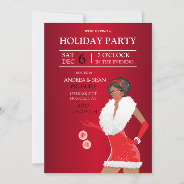 Invitación Festividad del Chica de moda de los Navidades afro (Anverso)
