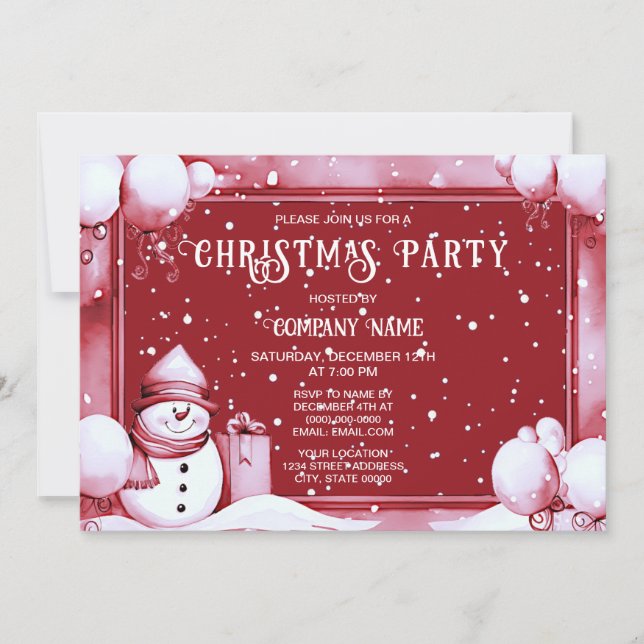 Invitación Festividad del Fiesta de Navidades Snowy de Red Sn (Anverso)