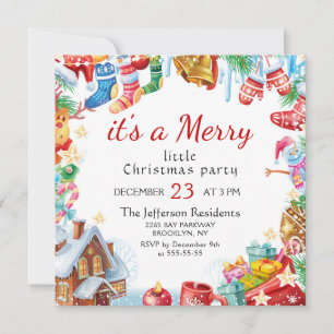 Invitación Festividad divertida, Fiesta de Navidades pequeños