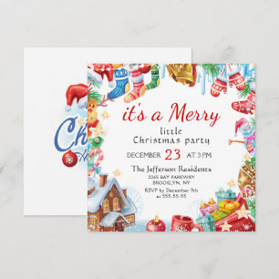 Invitación Festividad divertida, Fiesta de Navidades pequeños