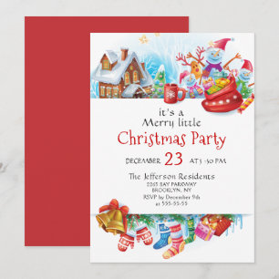 Invitación Festividad divertida, Fiesta de Navidades pequeños