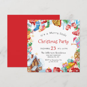 Invitación Festividad divertida, Fiesta de Navidades pequeños