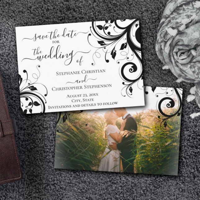 Invitación Festividad en blanco y negro salva la foto de la f (Subido por el creador)