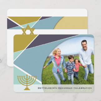 Invitación Festividad Fatal De Mod Geometric Hanukkah Menorah