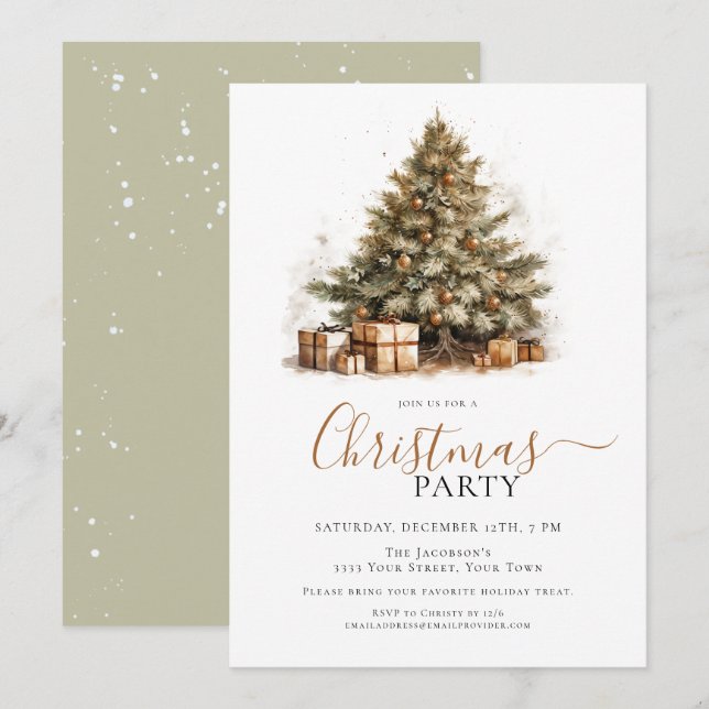 Invitación Festividad Fiesta de Navidades navideños (Anverso / Reverso)