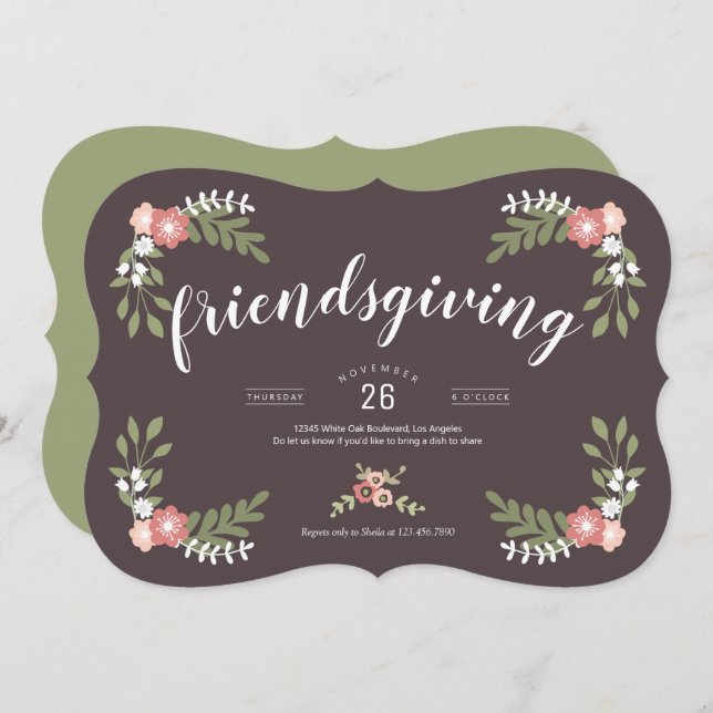 Invitación Festividad floral amistosa (Anverso / Reverso)