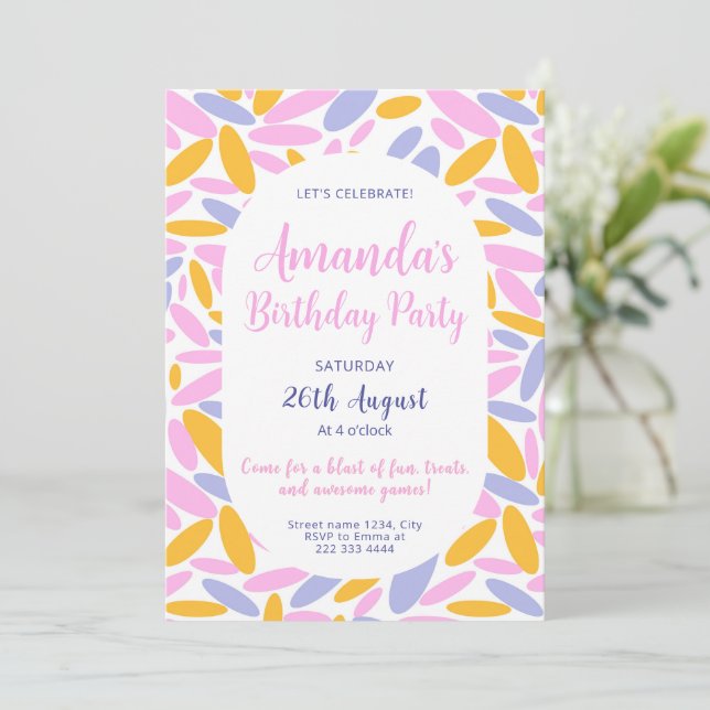 Invitación Festividad floral brillante Cumpleaños (Anverso de pie)
