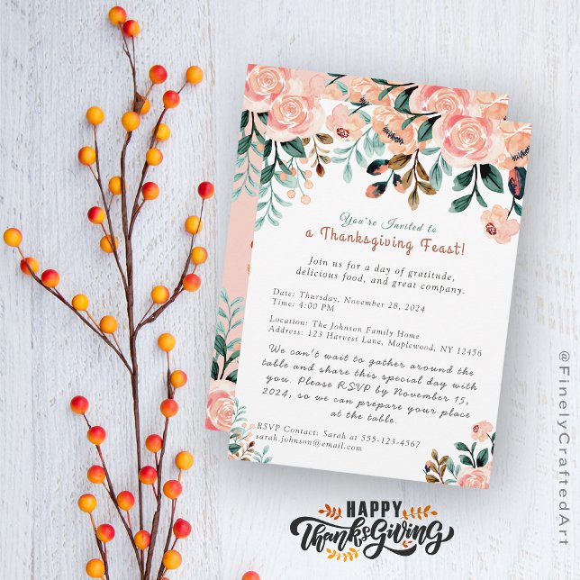 Invitación Festividad floral moderna y personalizado (Subido por el creador)