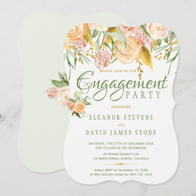 Invitación Festividad floral rústica de la salvia de oro eleg (Anverso / Reverso)