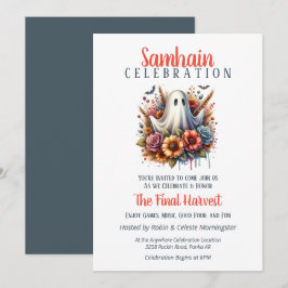 Invitación Festividad floral Samhain Harvest Halloween Party